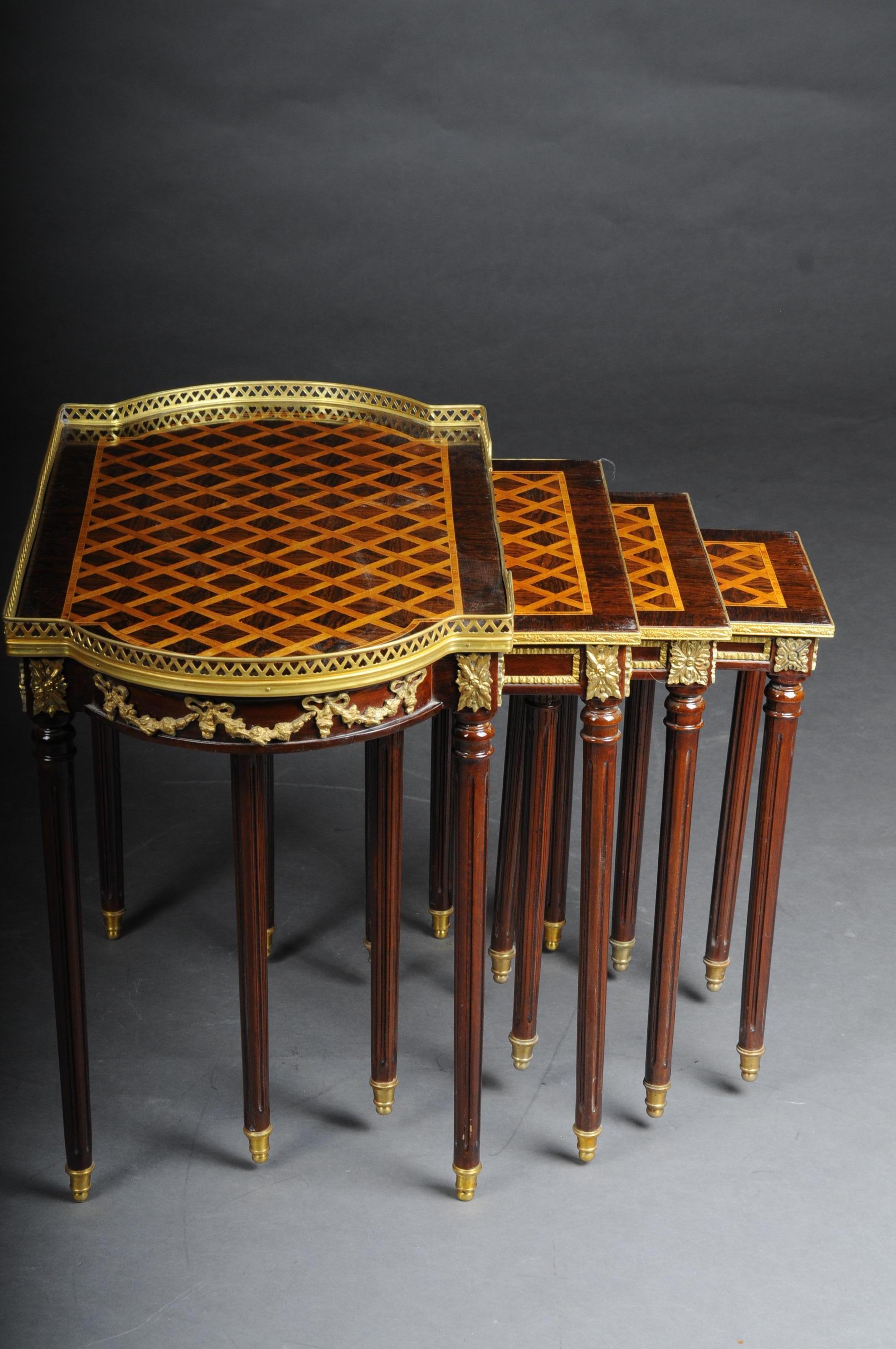 Set of 4 Side Tables Louis Seize XVI m. Marquetry Veneer 5