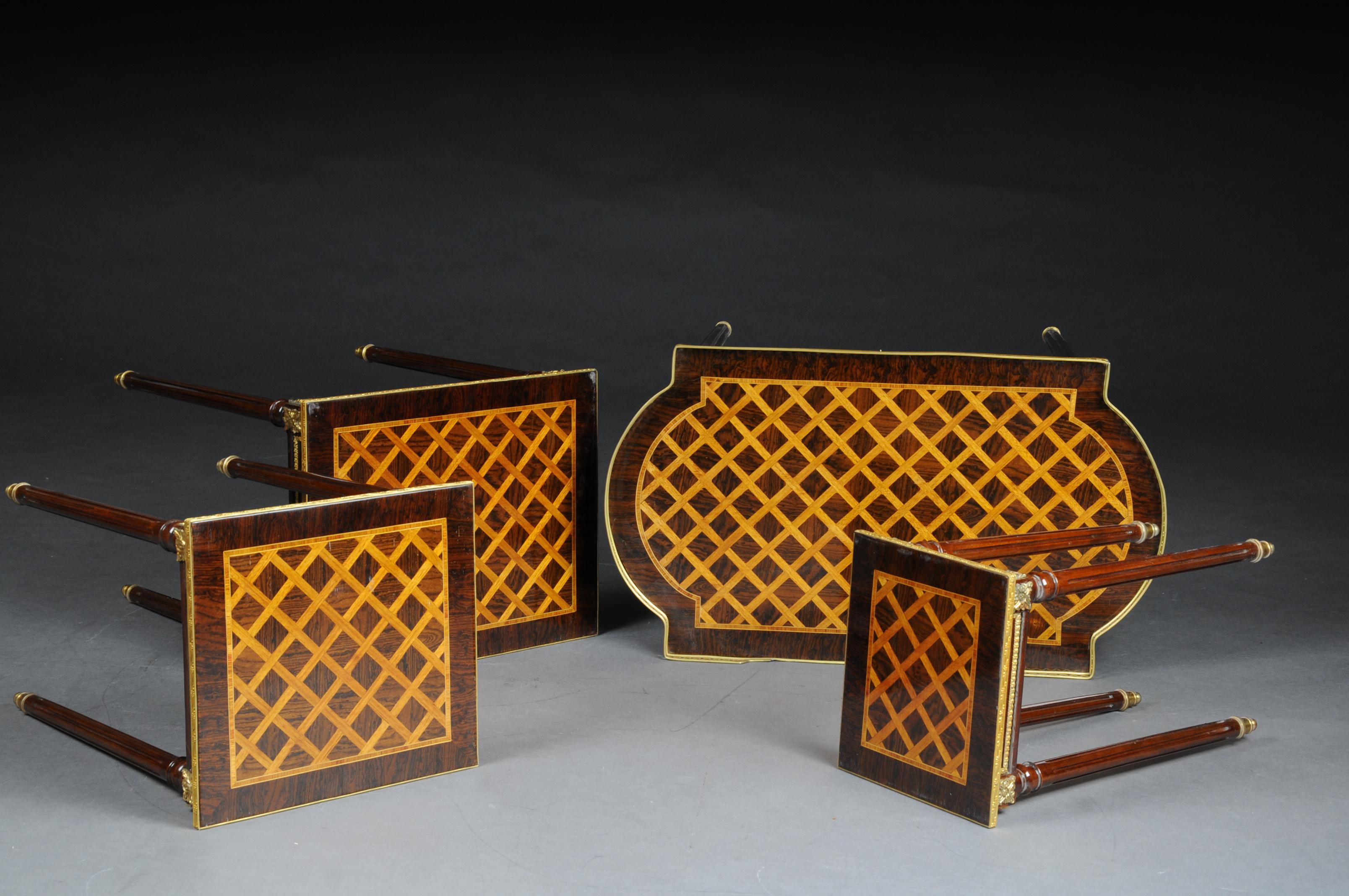 Set of 4 Side Tables Louis Seize XVI m. Marquetry Veneer For Sale 1