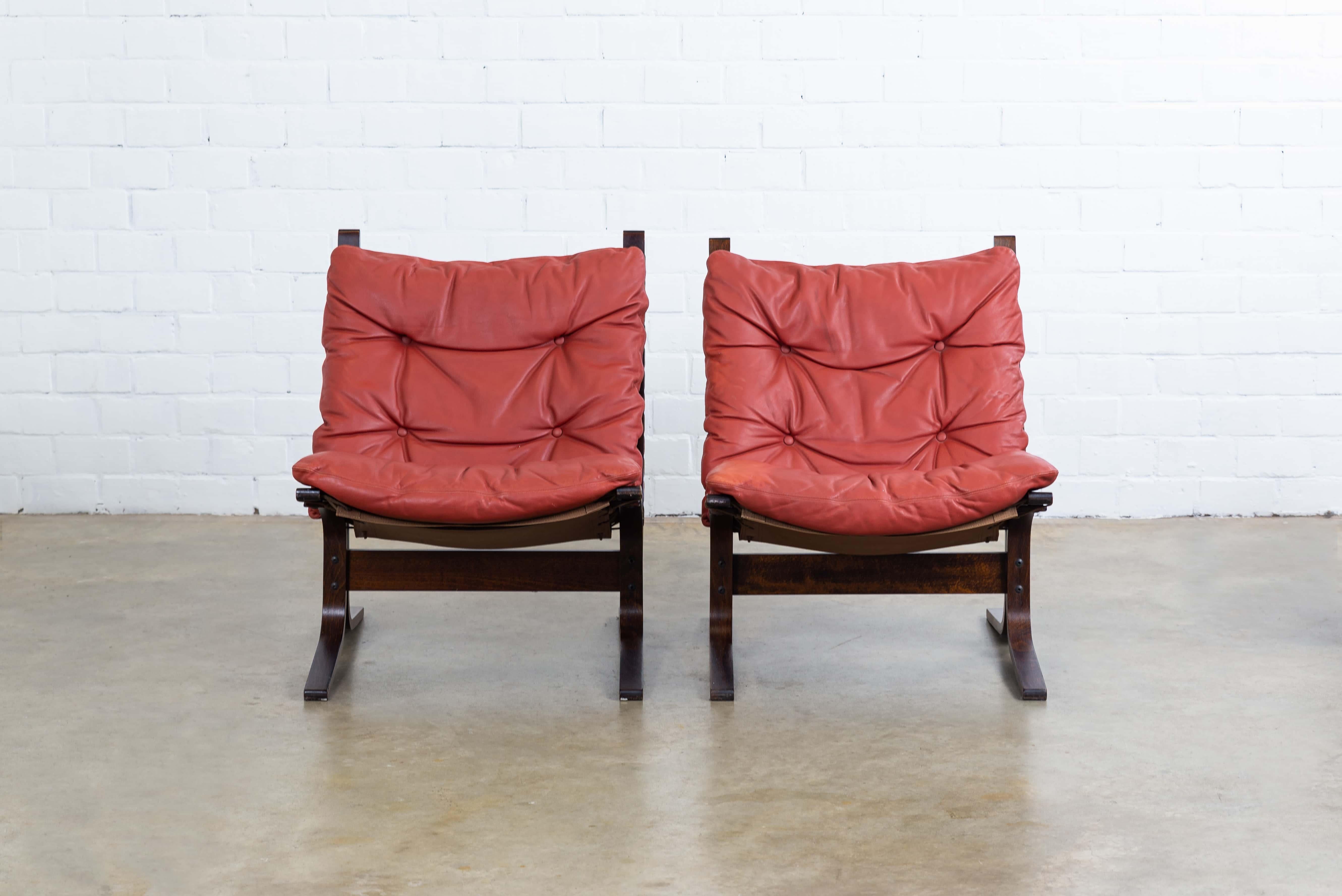 Leather Set of 4 Siesta Chairs by Ingmar Relling for Westnofa, 1960s