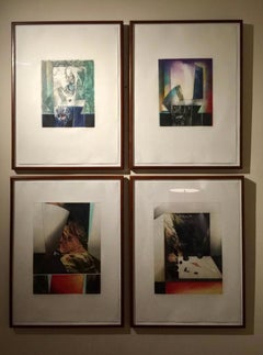 Set of 4 Signed Abstract Intaglio Prints by Kazuko Watanabe, Framed
