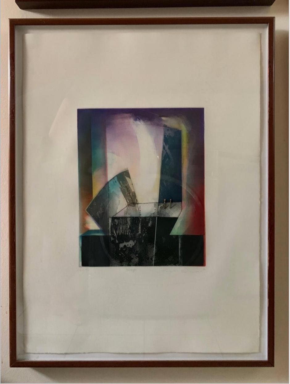 Post-Modern Set of 4 Signed Abstract Intaglio Prints by Kazuko Watanabe, Framed For Sale
