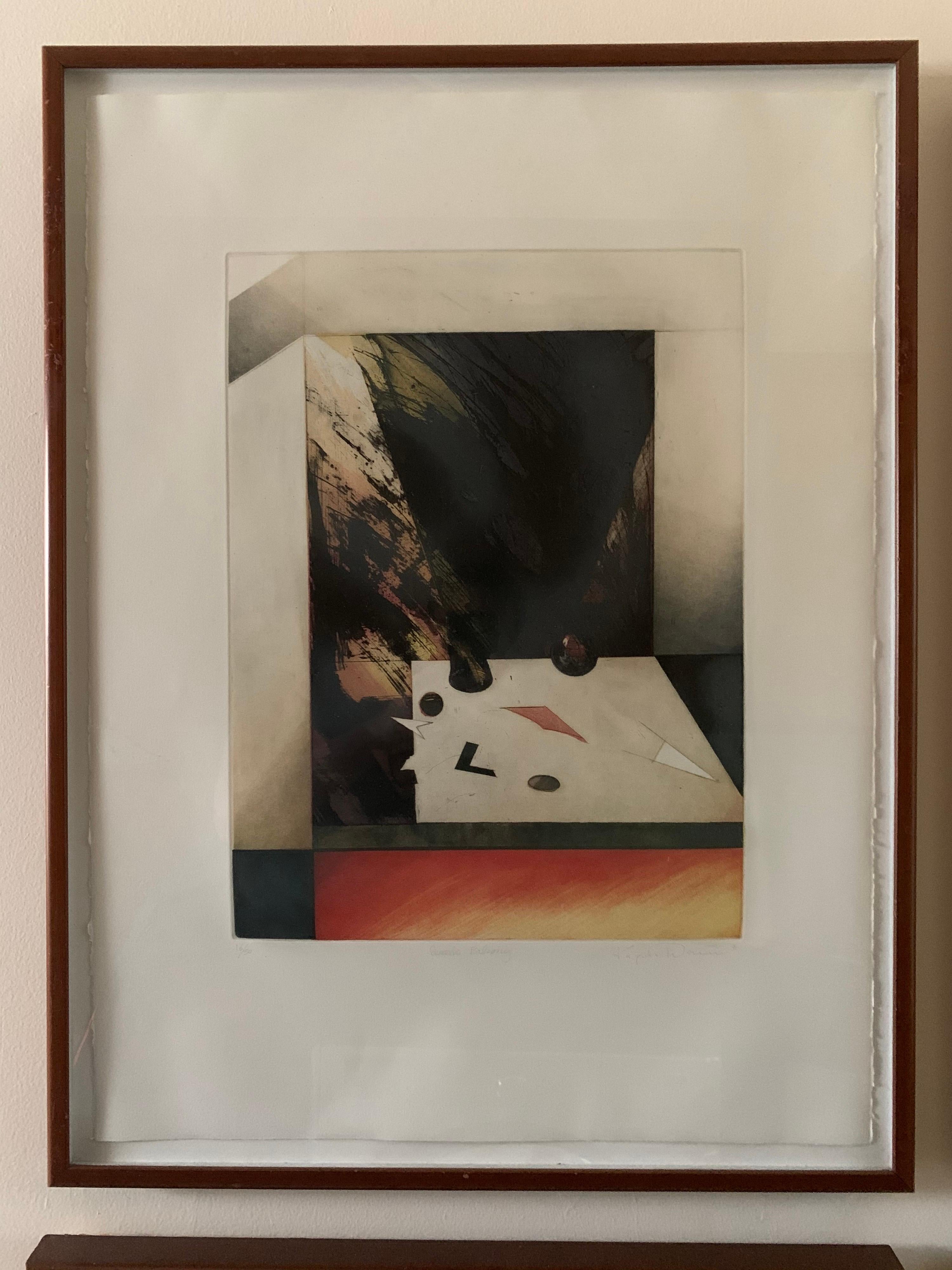 American Set of 4 Signed Abstract Intaglio Prints by Kazuko Watanabe, Framed For Sale