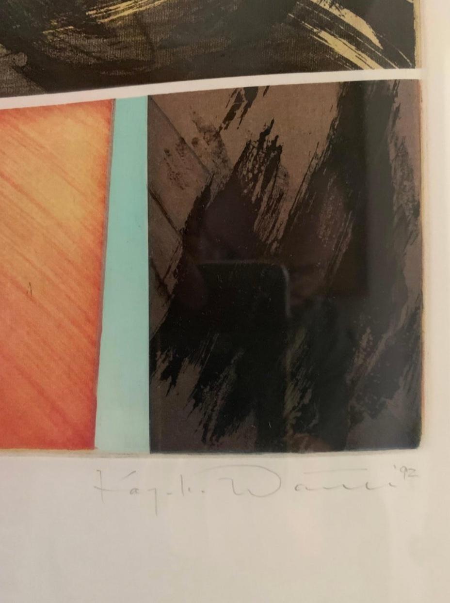 Late 20th Century Set of 4 Signed Abstract Intaglio Prints by Kazuko Watanabe, Framed For Sale