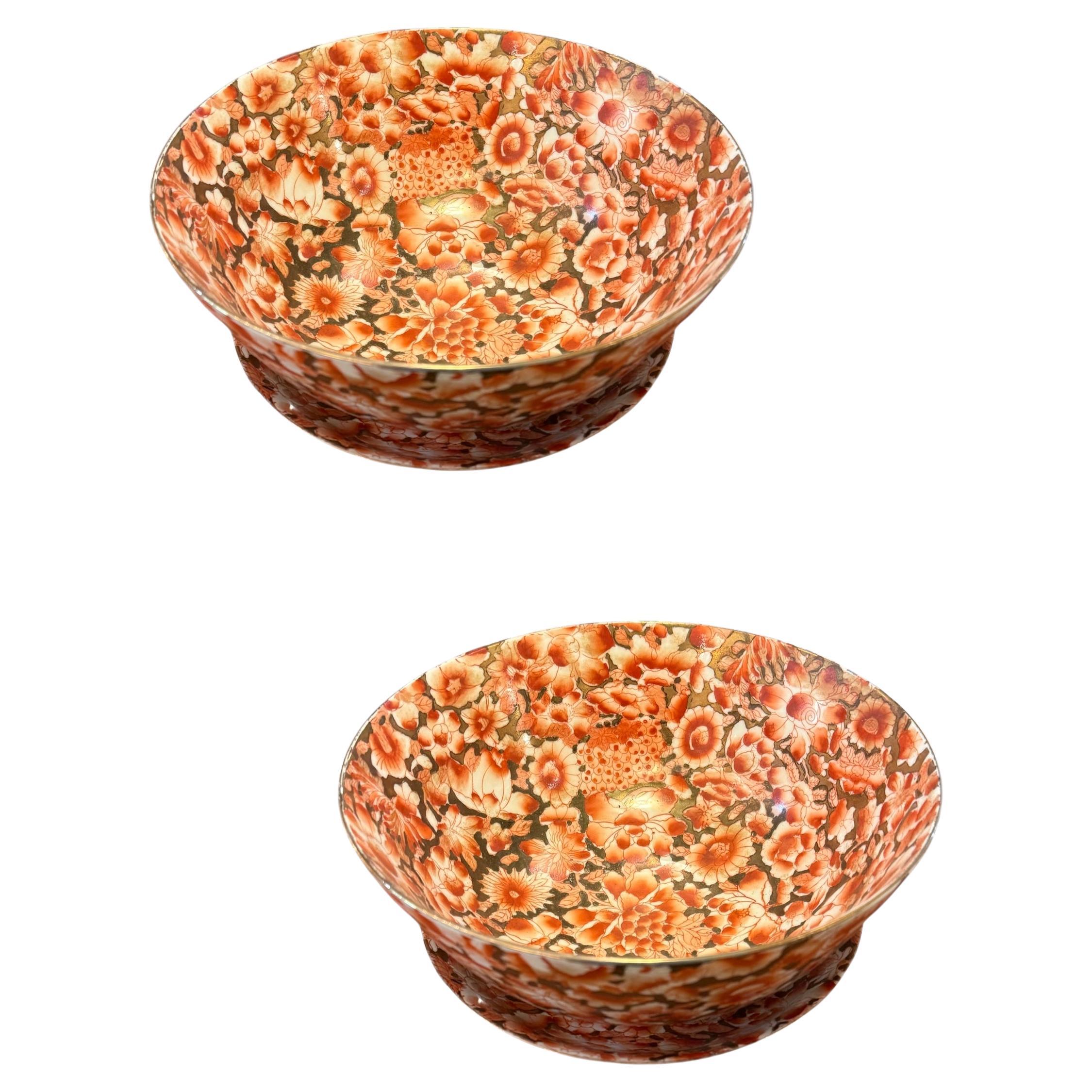 Set of 4 Signed Chinese Hand Painted Porcelain Bowls For Sale