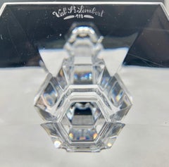 Signed Val St. Lambert Crystal Candlesticks-Galatée Pattern, Matched Set of 4