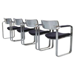 4er-Set silberne Stühle von Eero Aarnio für Mobel Italia, 1970er Jahre