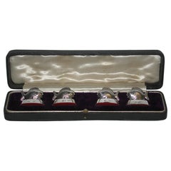 Set of 4 Silver Fish Place Card Holders, Dated 1913, Samson Mordan & Co.