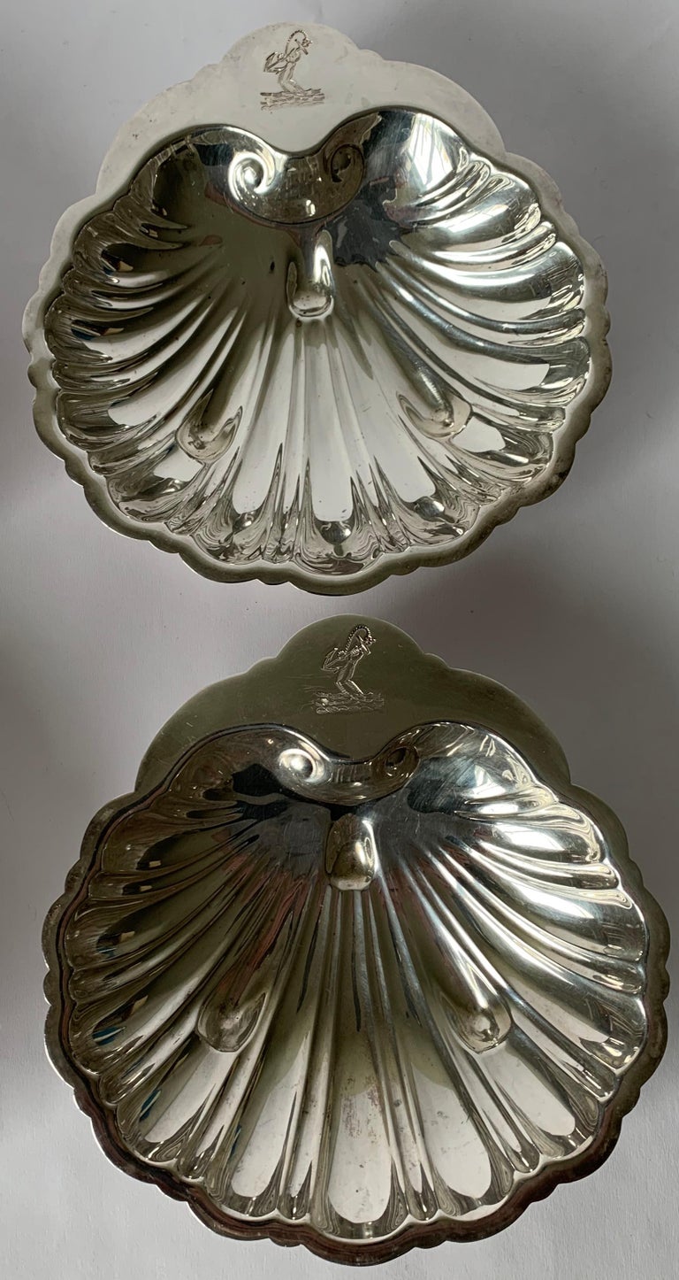 Set of 4 Silver Plated Shell Candy Dishes For Sale at 1stDibs