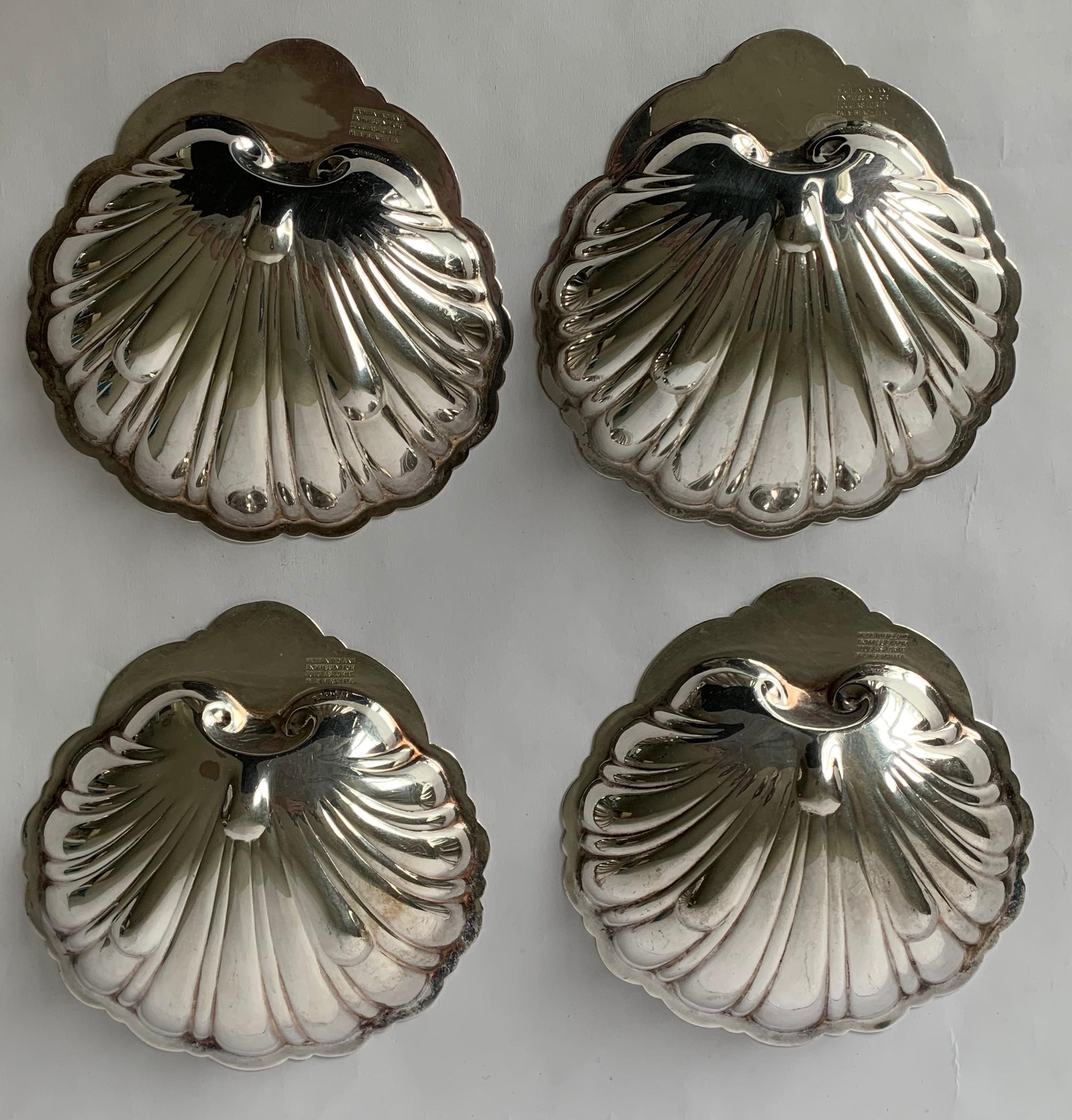 American Set of 4 Silver Plated Shell Candy Dishes