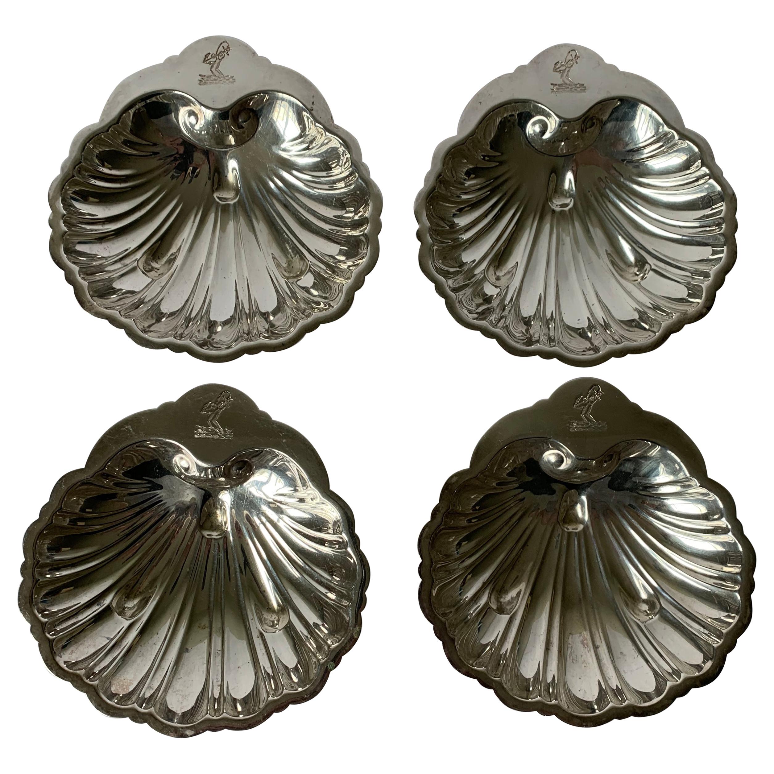 Set of 4 Silver Plated Shell Candy Dishes