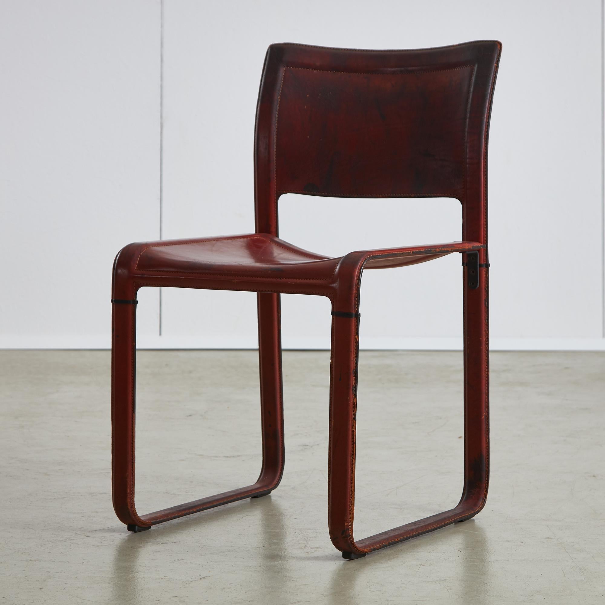 Italiano Set di 4 sedie Sistina Strap Chair di Tito Agnoli per Matteo Grassi, anni '80 in vendita