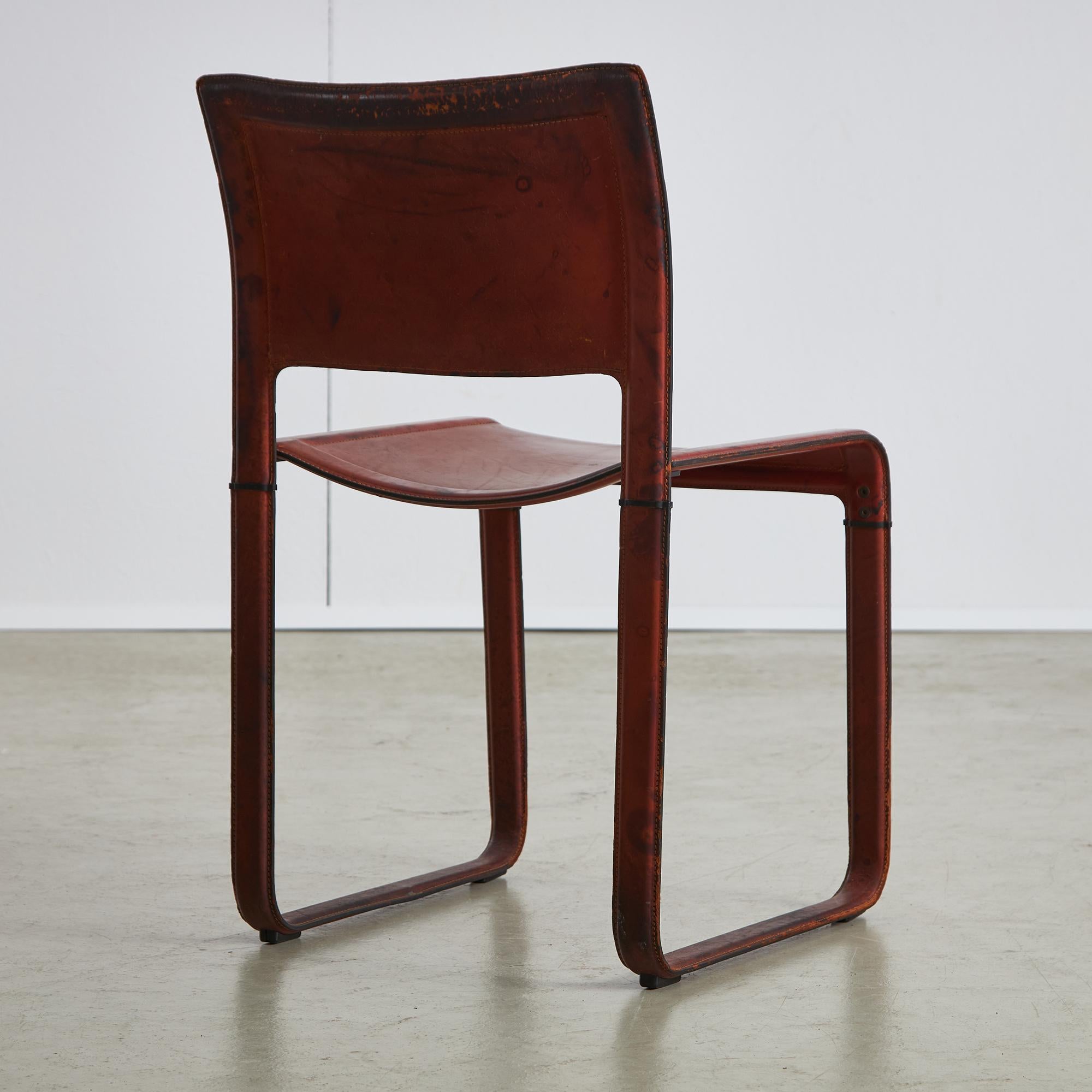Fine XX secolo Set di 4 sedie Sistina Strap Chair di Tito Agnoli per Matteo Grassi, anni '80 in vendita