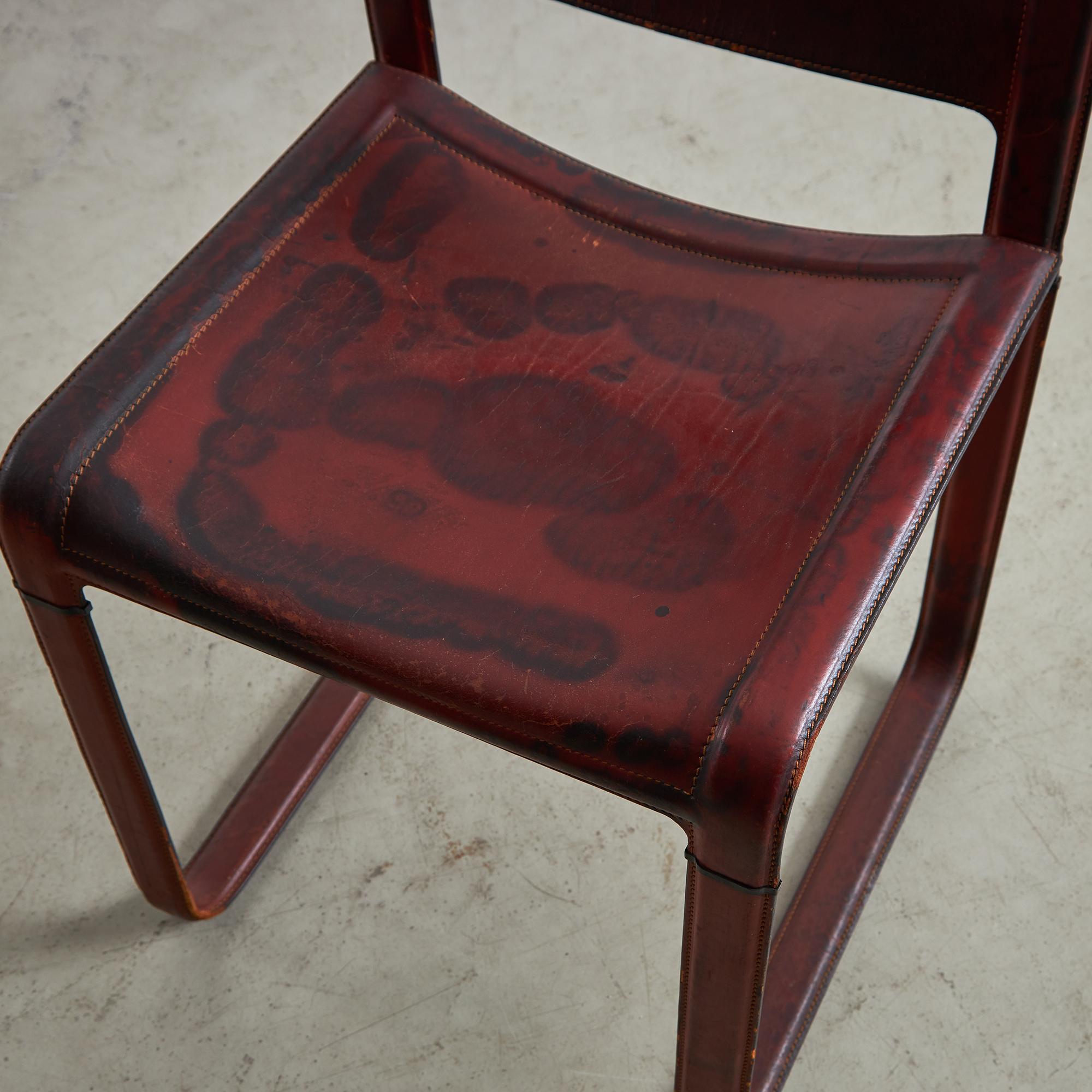 Acciaio Set di 4 sedie Sistina Strap Chair di Tito Agnoli per Matteo Grassi, anni '80 in vendita