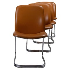 Set of 4 skaï fabric chairs, 1970s