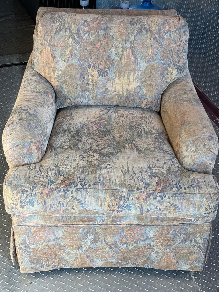 Set of 4 Skirted Bridgewater Style Club Chairs For Sale 2