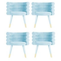 Set of 4 Sky Blue Marshmallow Dining Chairs, Royal Stranger