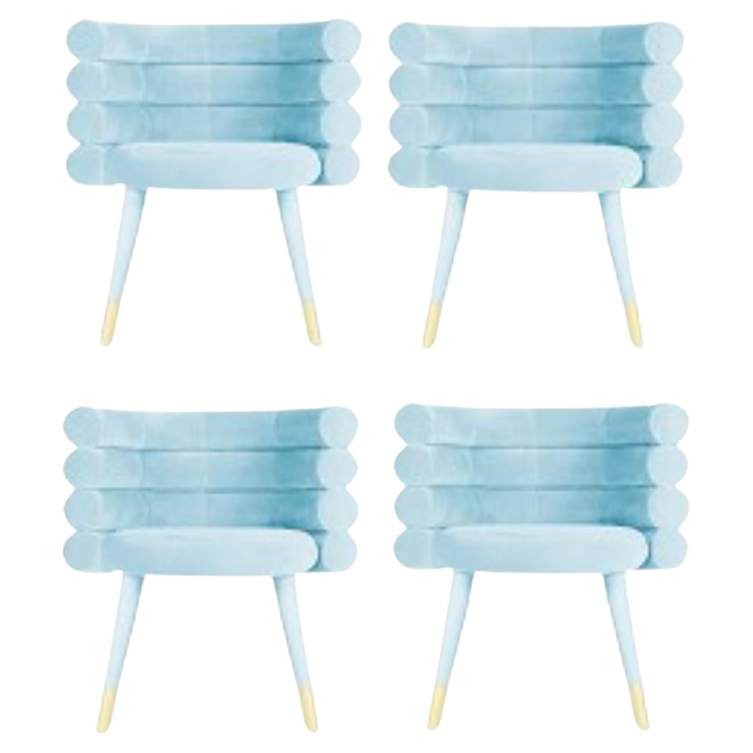 Set of 4 Sky Blue Marshmallow Dining Chairs, Royal Stranger