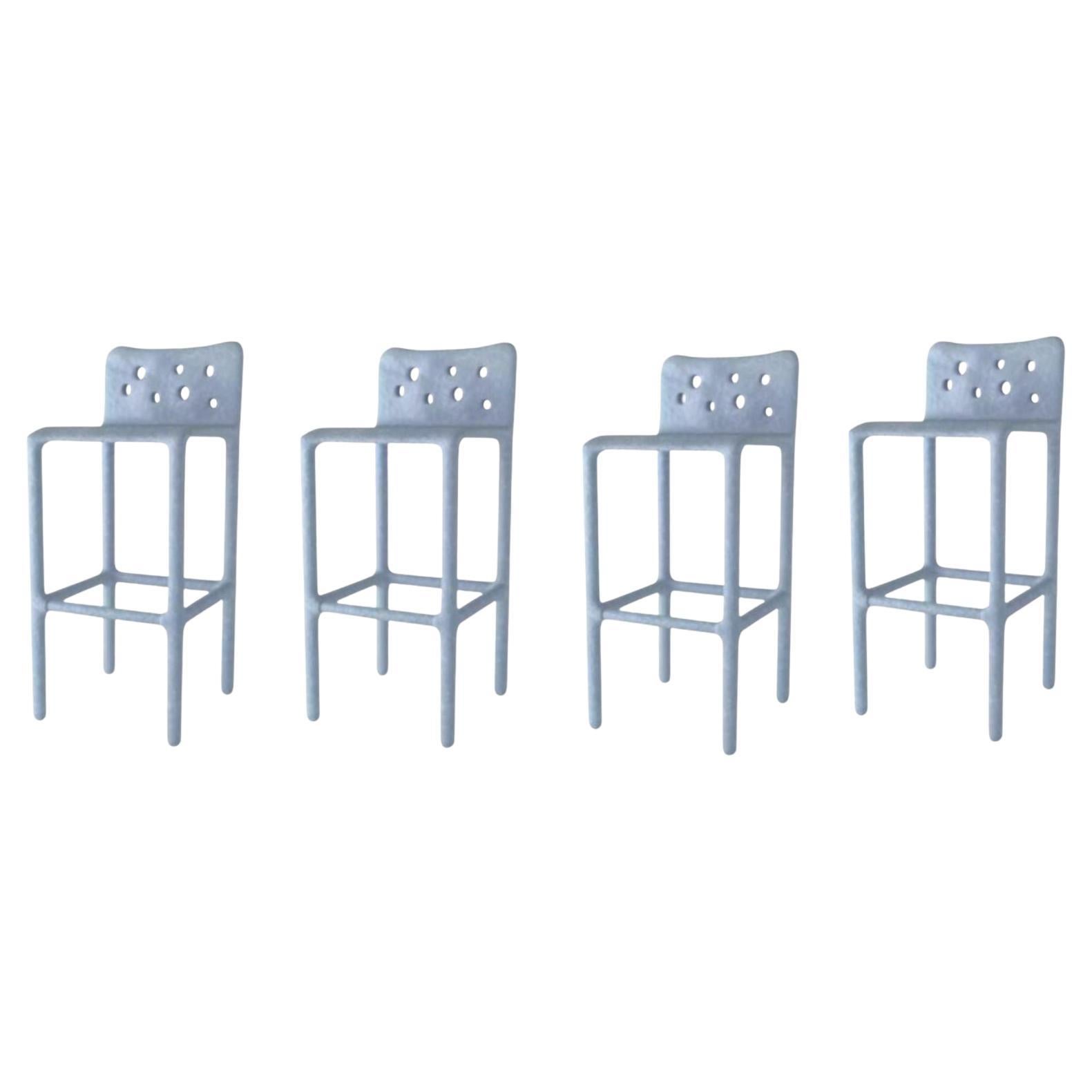 Set of 4 Sky Blue Sculpted Contemporary Chairs by Faina
