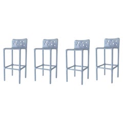 Set of 4 Sky Blue Sculpted Contemporary Chairs by Faina