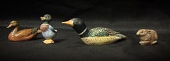 Set of 4 Small Animal Figurines - Duck and Rabbit Statuettes - 2Y30