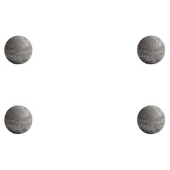 Set of 4 Small Decorative Silver Travertine Jars, Earth Colour