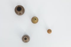 Set of 4 Small Mid-Century Scandinavian Modern Collectible Brown Stoneware Vase