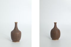 Set of 4 Small Mid-Century Scandinavian Modern Collectible Brown Stoneware Vase