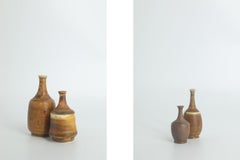 Set of 4 Small MidCentury Swedish Modern Collectible Honey Brown Stoneware Vase