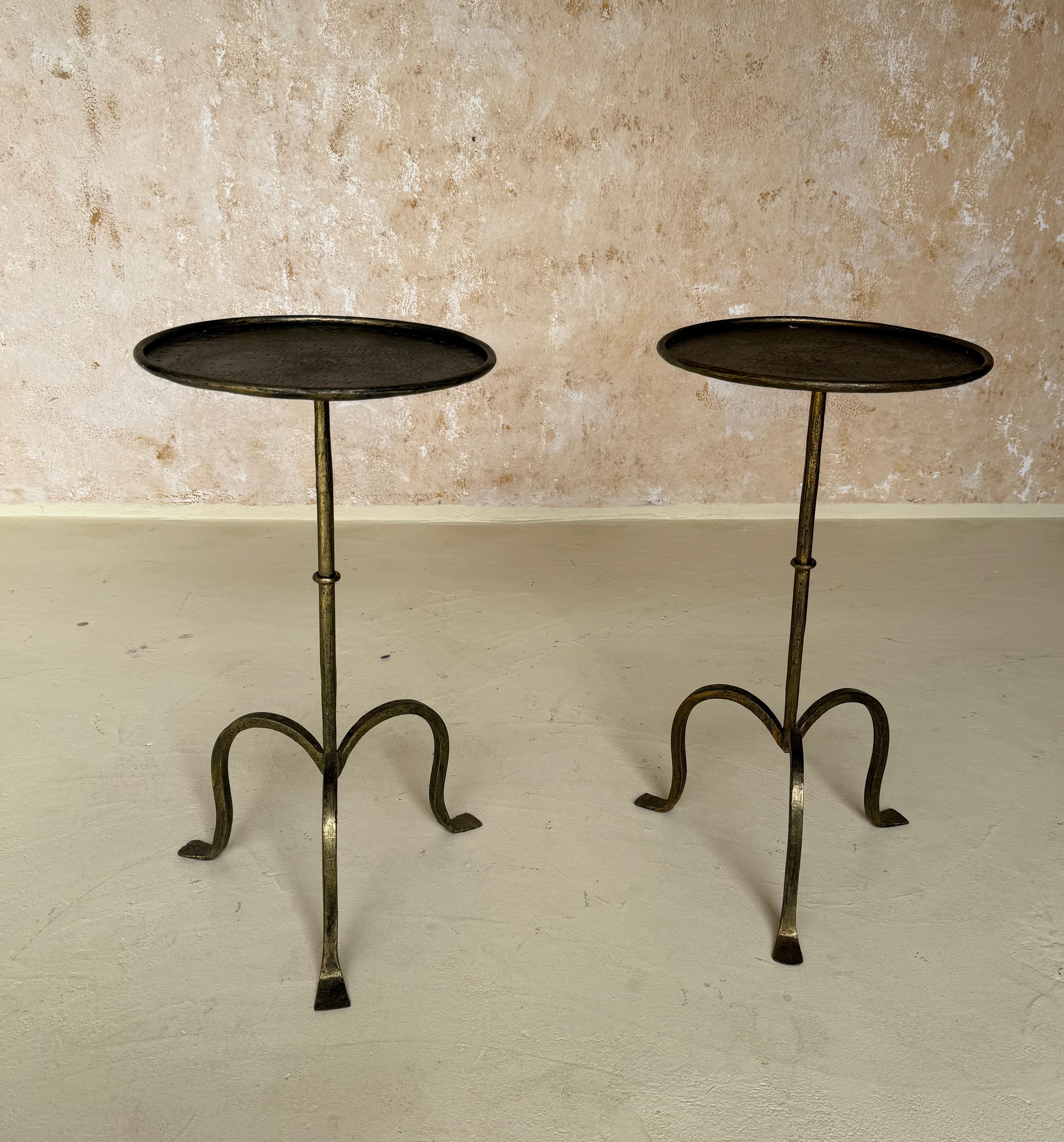 Set of 4 Small Spanish Gilt Iron Drinks Tables on Tripod Bases 10