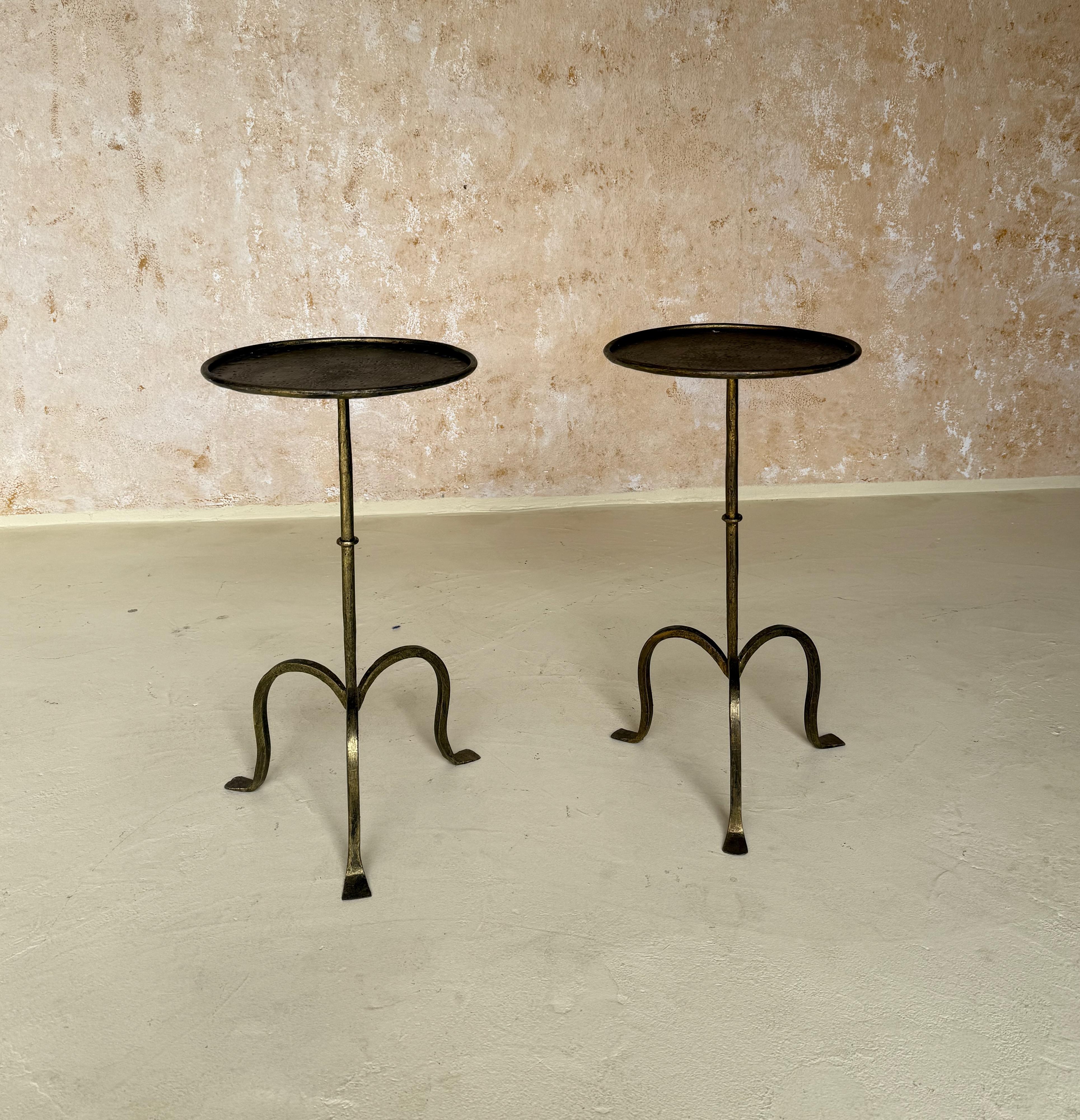 Set of 4 Small Spanish Gilt Iron Drinks Tables on Tripod Bases 11