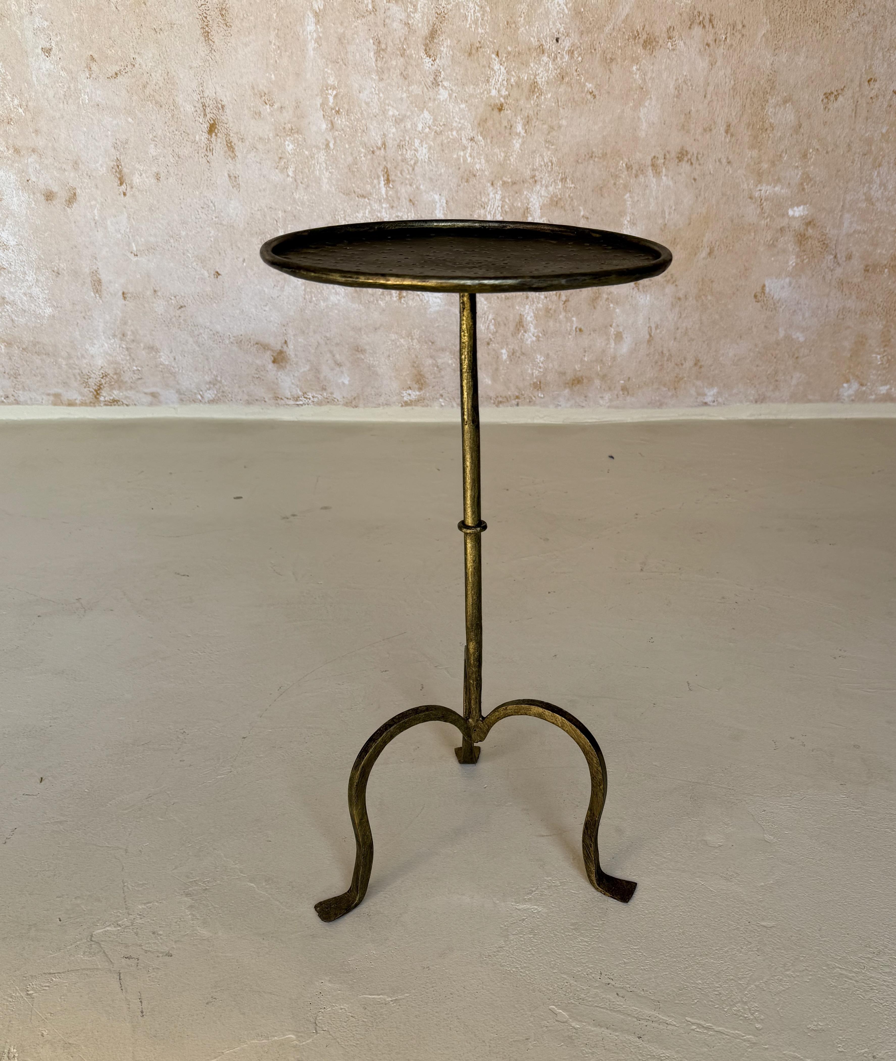 Set of 4 Small Spanish Gilt Iron Drinks Tables on Tripod Bases 2