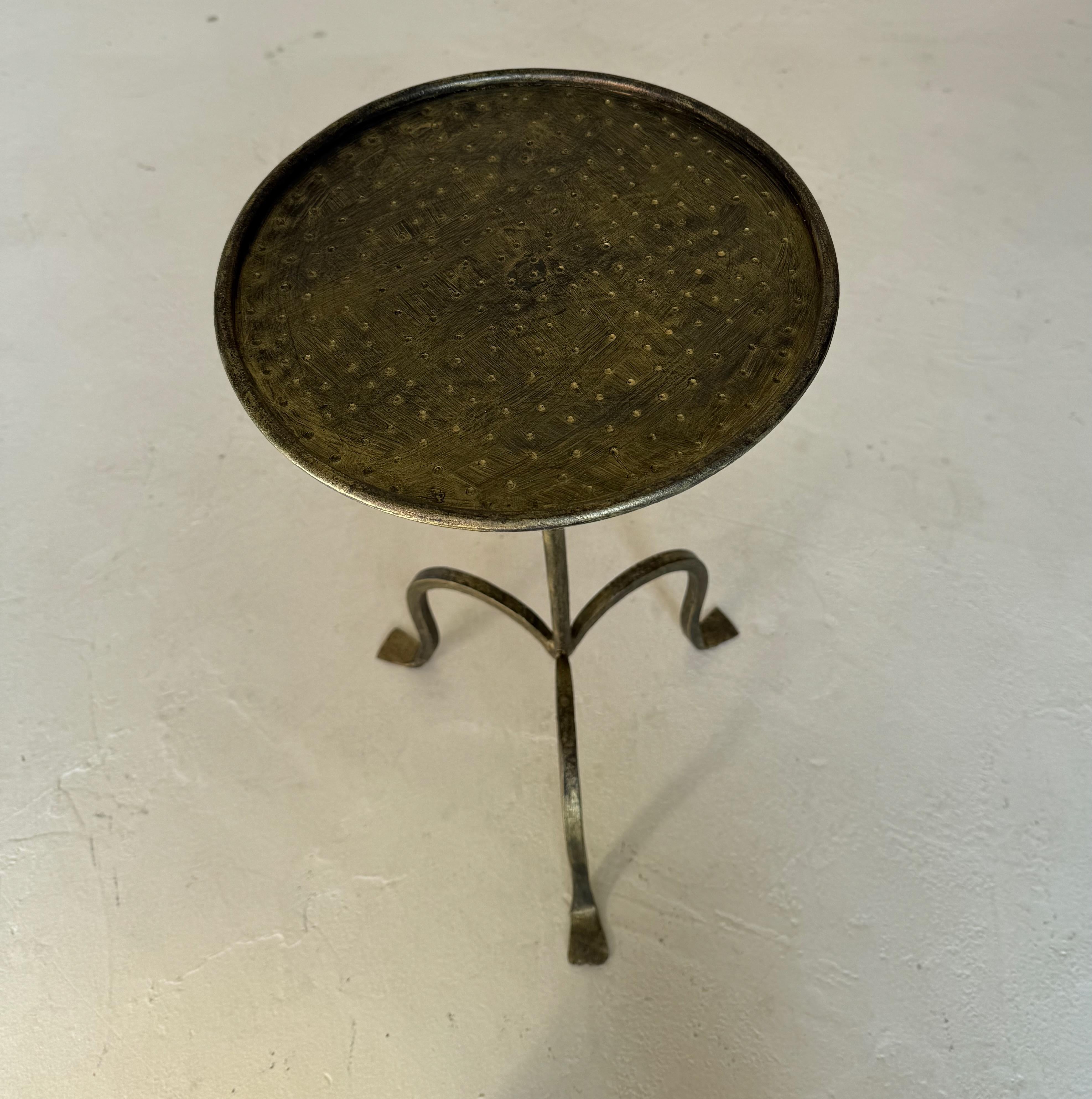 Set of 4 Small Spanish Gilt Iron Drinks Tables on Tripod Bases 4