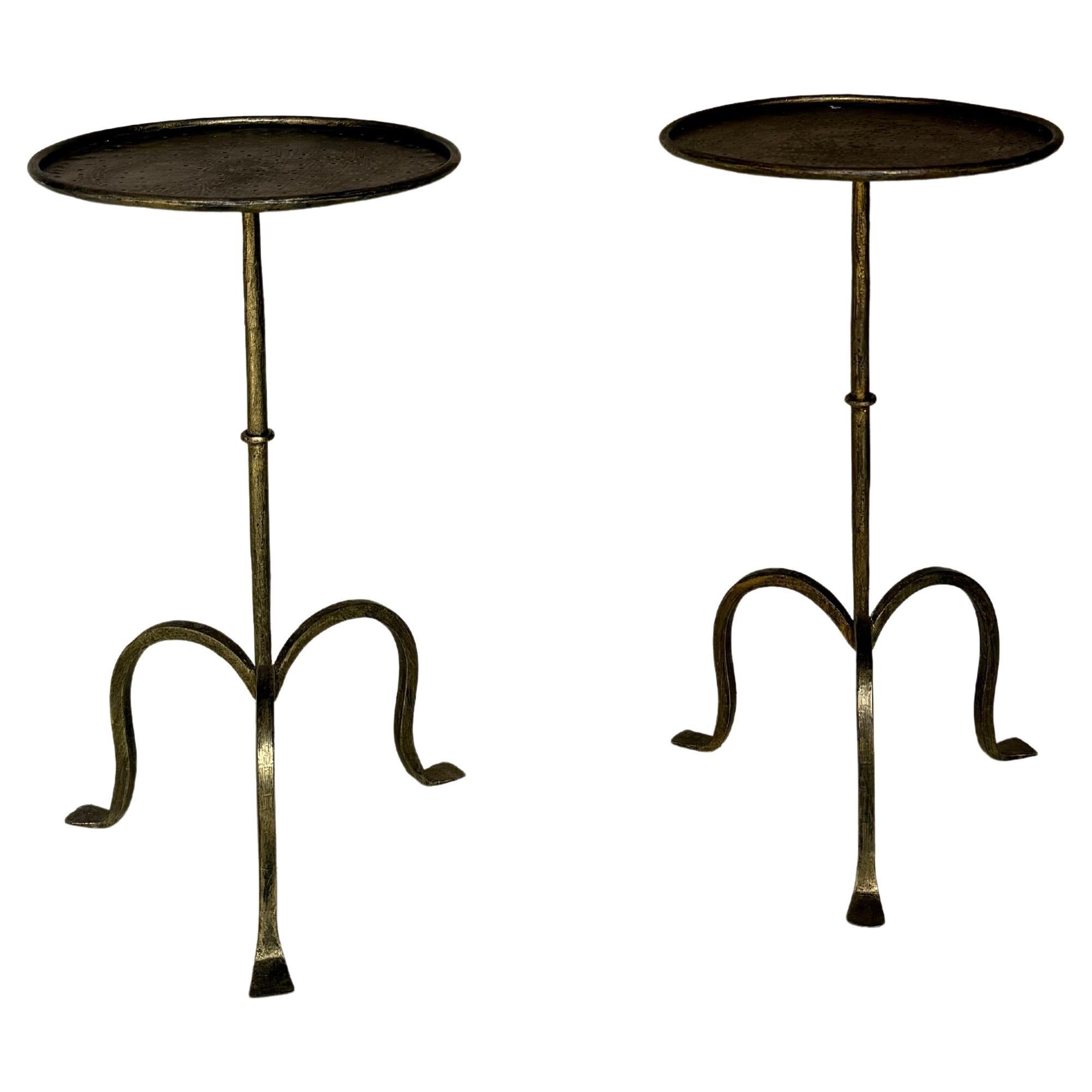 Set of 4 Small Spanish Gilt Iron Drinks Tables on Tripod Bases