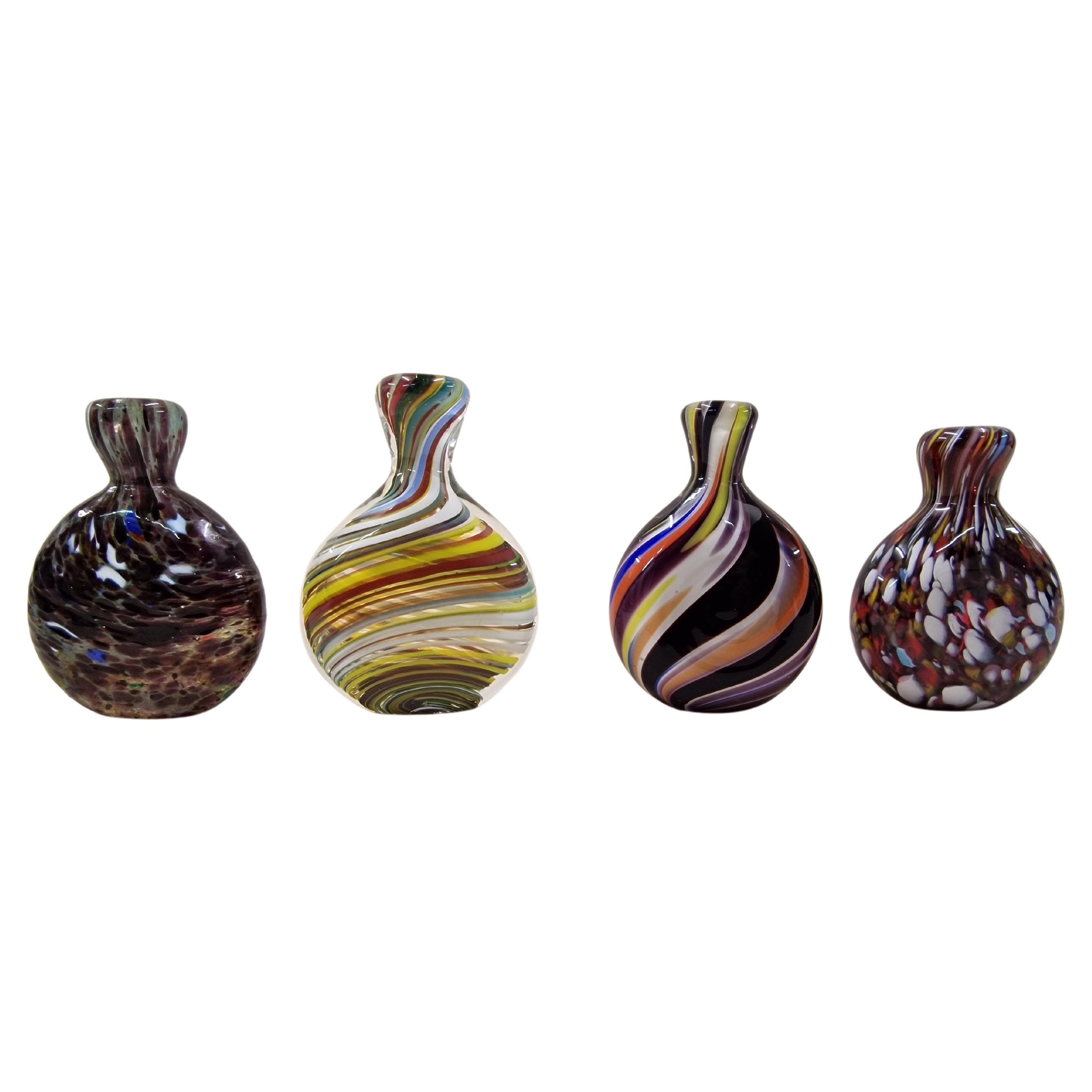 Set of 4 snuff bottles, glass, mid-century, tobacco, Bavarian forest, Germany For Sale
