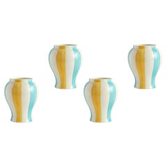 Set of 4 Sobremesa Stripe Vase, Large - Green & Yellow -by Laila Gohar for Hay
