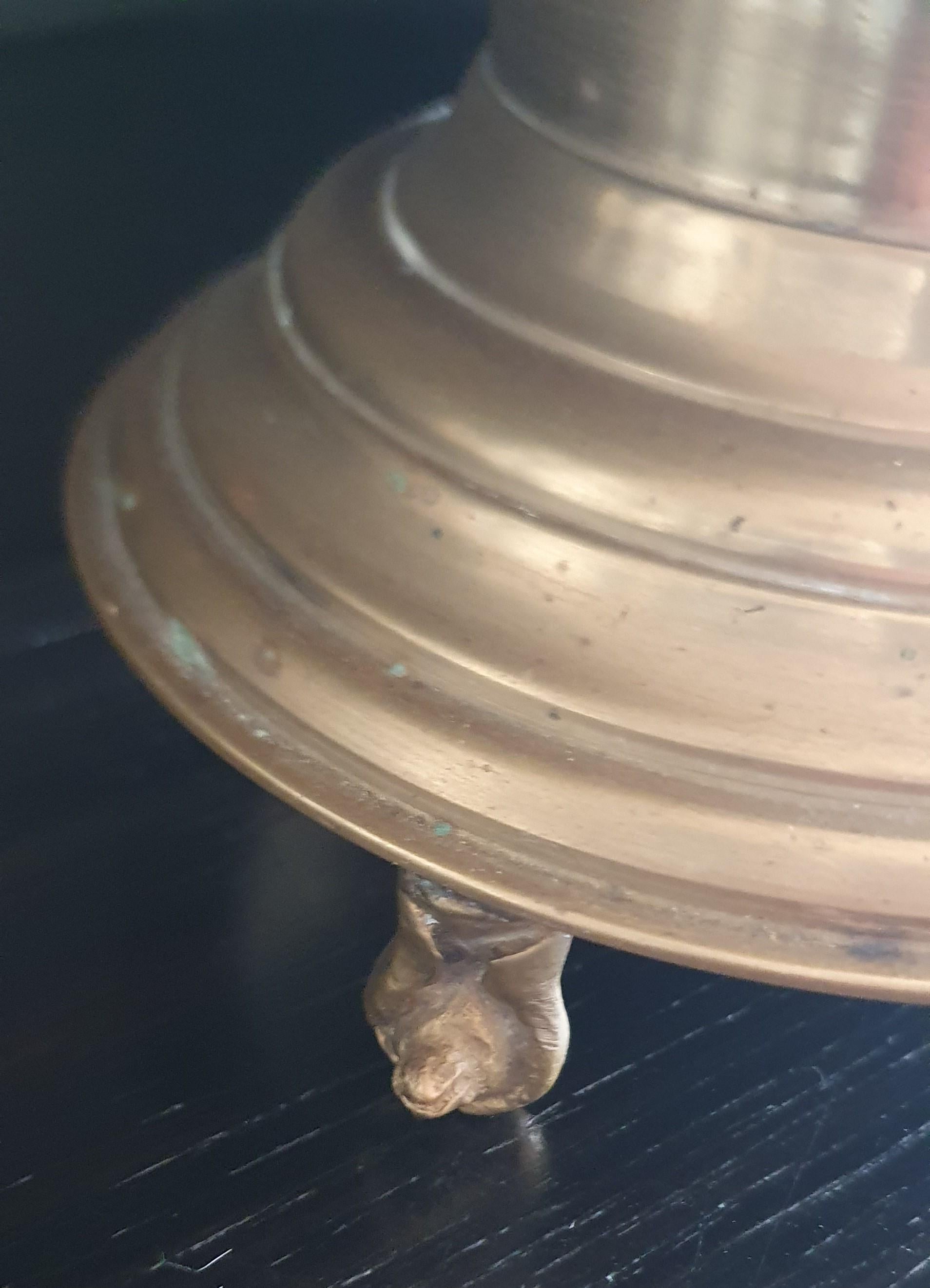 Set of 4 Solid cast Brass Church style tall heavy Candlesticks For Sale 11