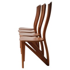 Set of 4 solid elm chairs, Maison Seltz, 1980s