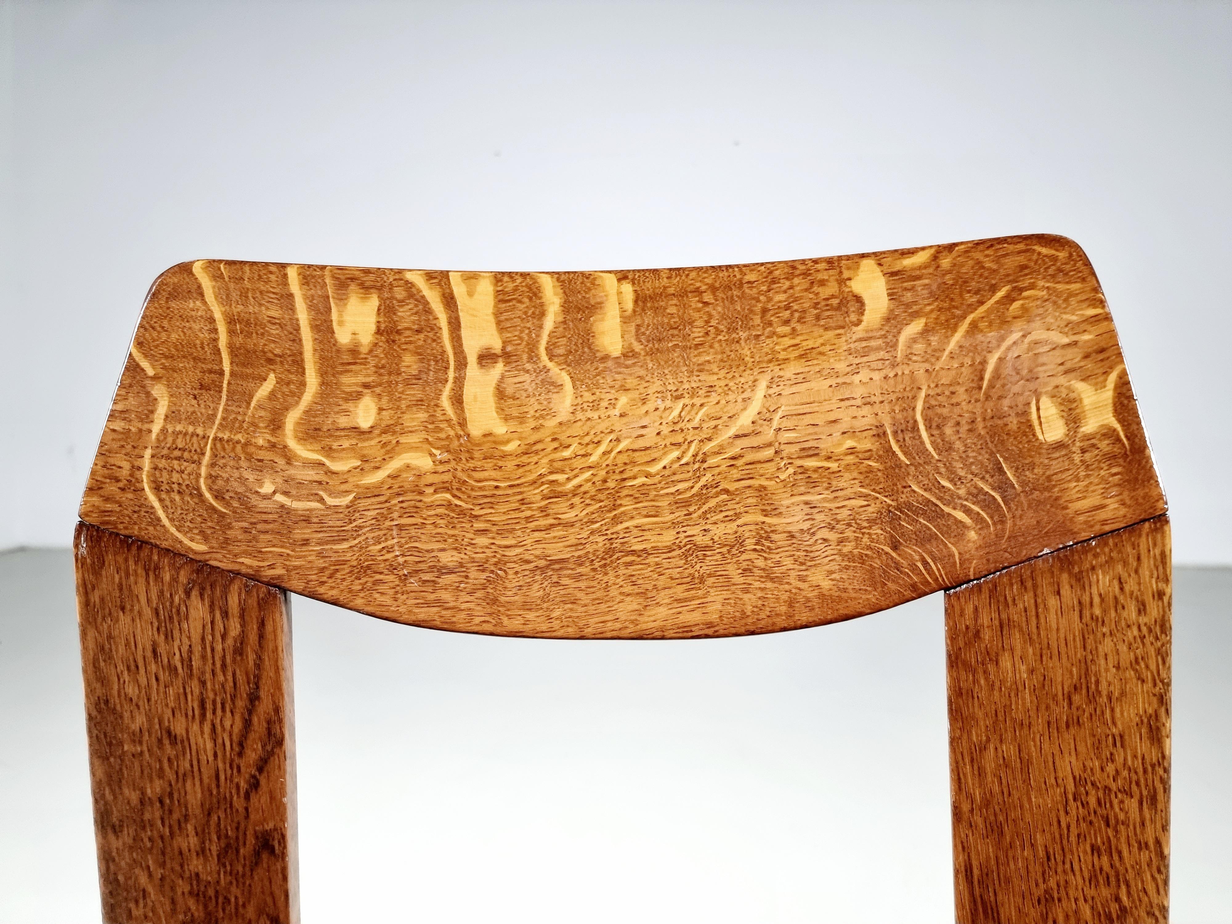 Set of 4 Solid Oak and black bouclé Brutalist Dining Chairs, the Netherlands 10