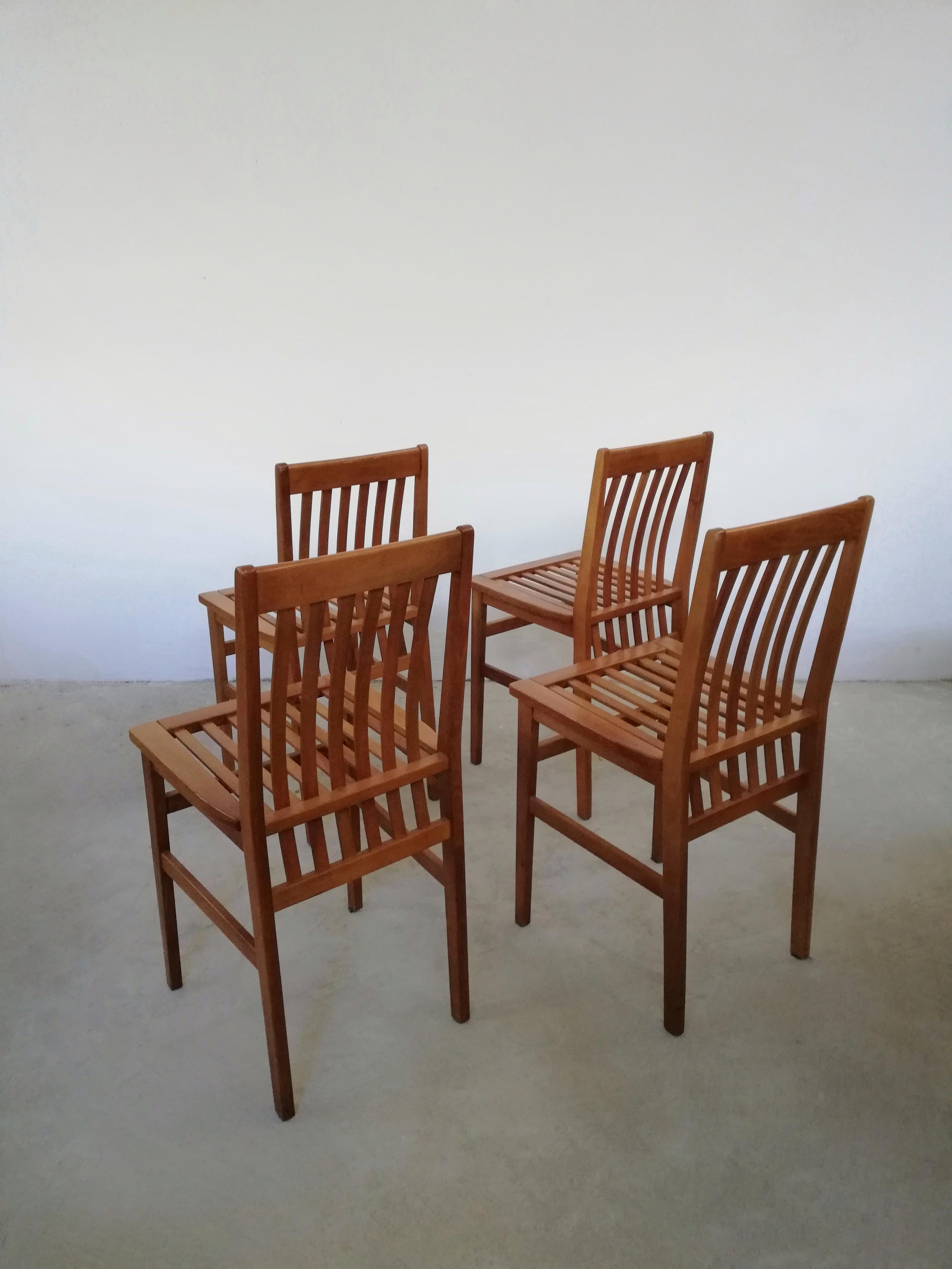 Italian Set of 4 Solid Wood 