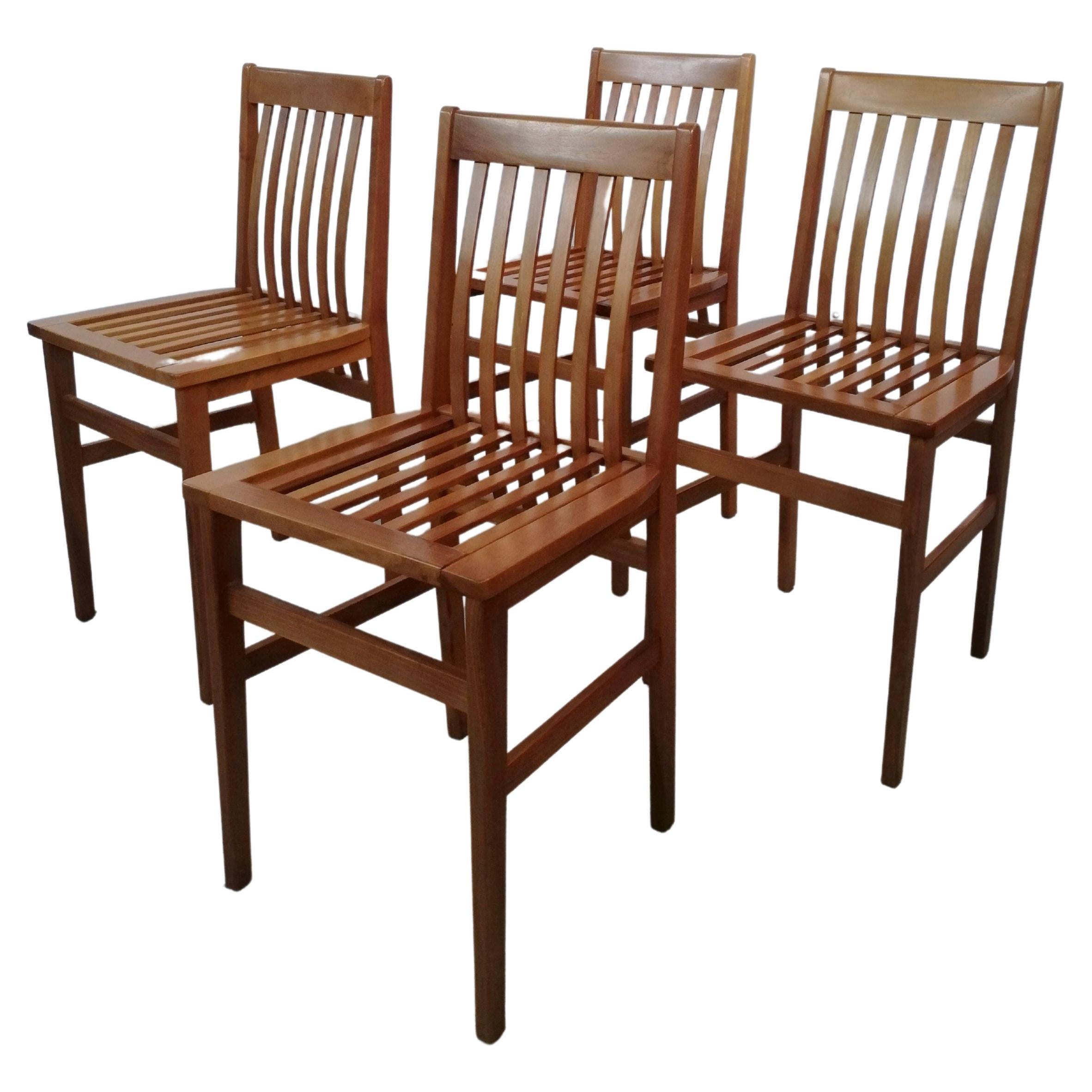 Set of 4 Solid Wood "Milano" Chairs Designed by Aldo Rossi for Molteni