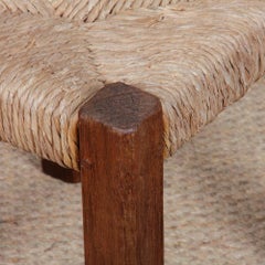 Set of 4 solid wood straw-seated chairs, 1950