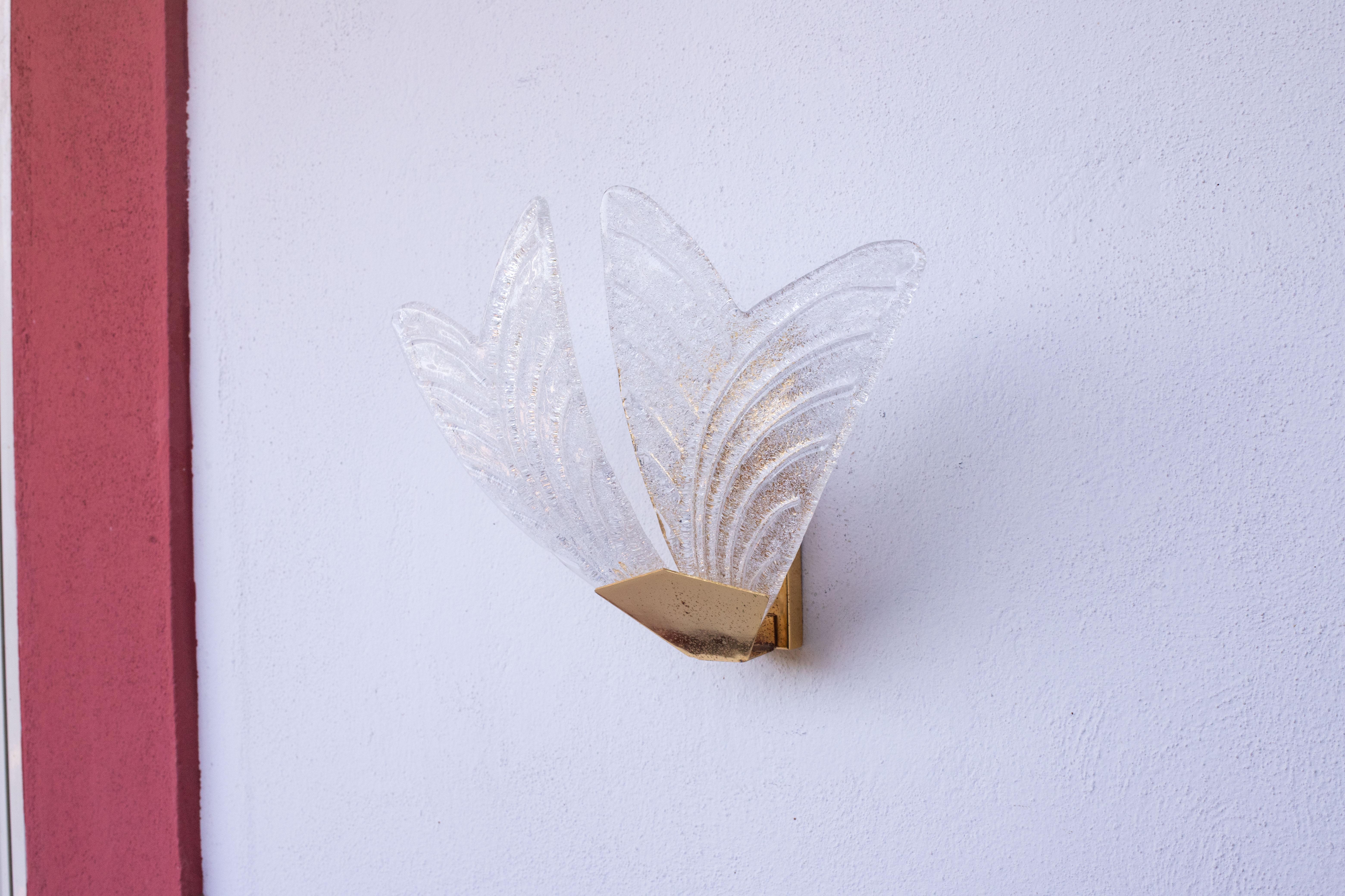 Late 20th Century Set of 4 Sorrento, Italian Murano Glass Wall Light, 1970s For Sale