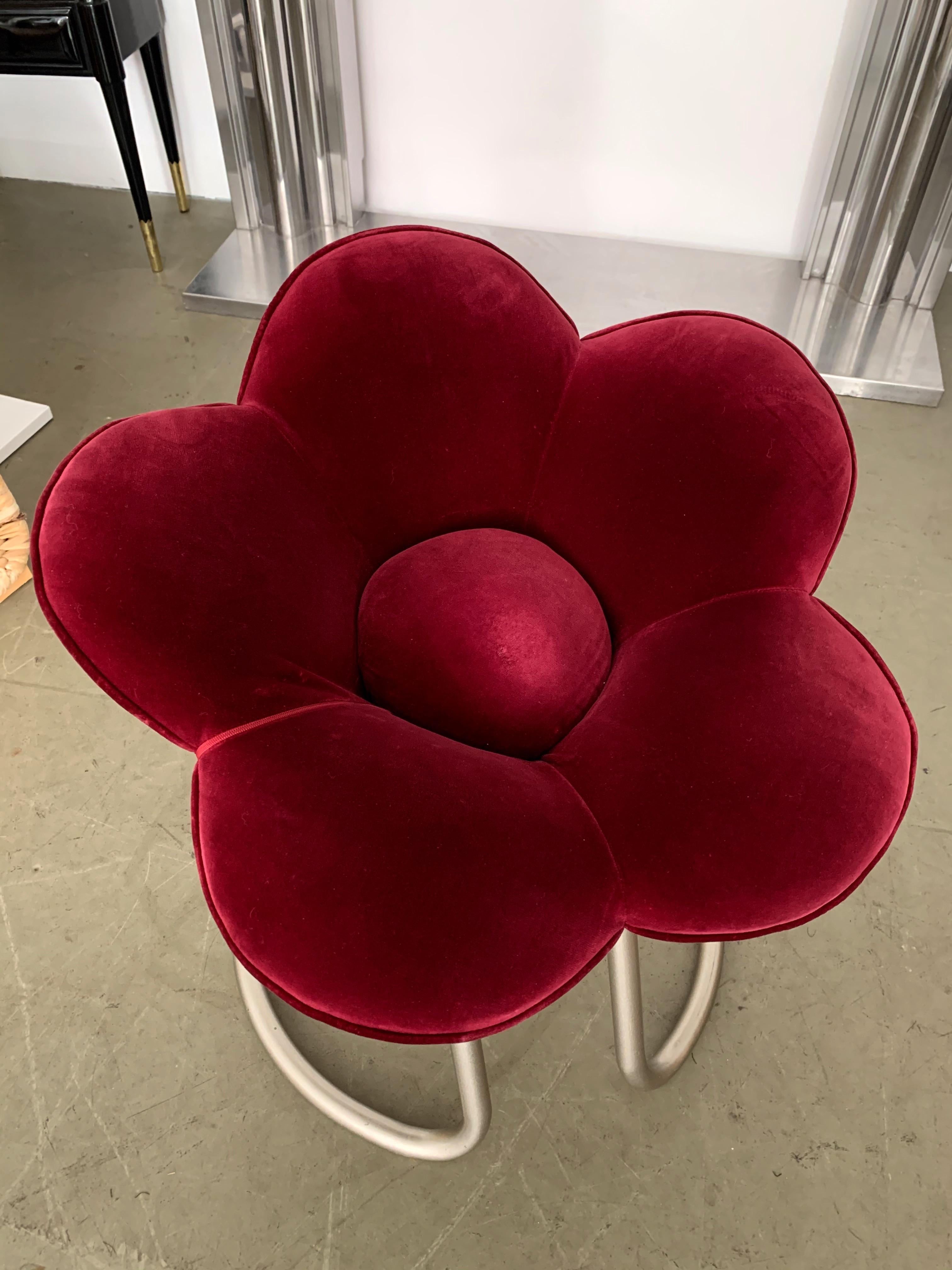 Set of 4 Soshun flower stools in original velvet by Masanori Umeda for his quality editor Edra.