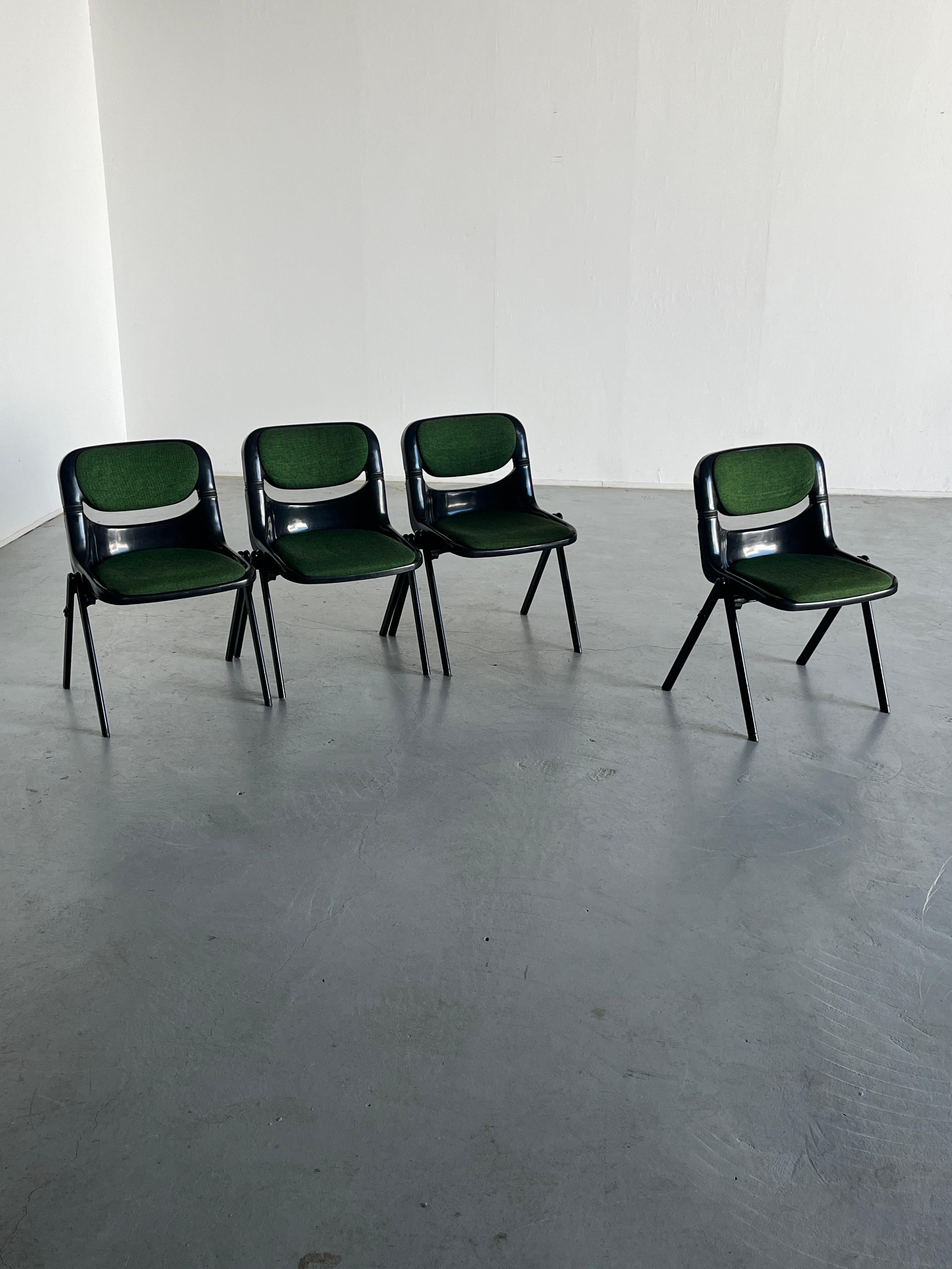 Conjunto de 4 sillas de escritorio Space Age de Giancarlo Piretti y Emilio Ambasz para Dorsal Italiano en venta