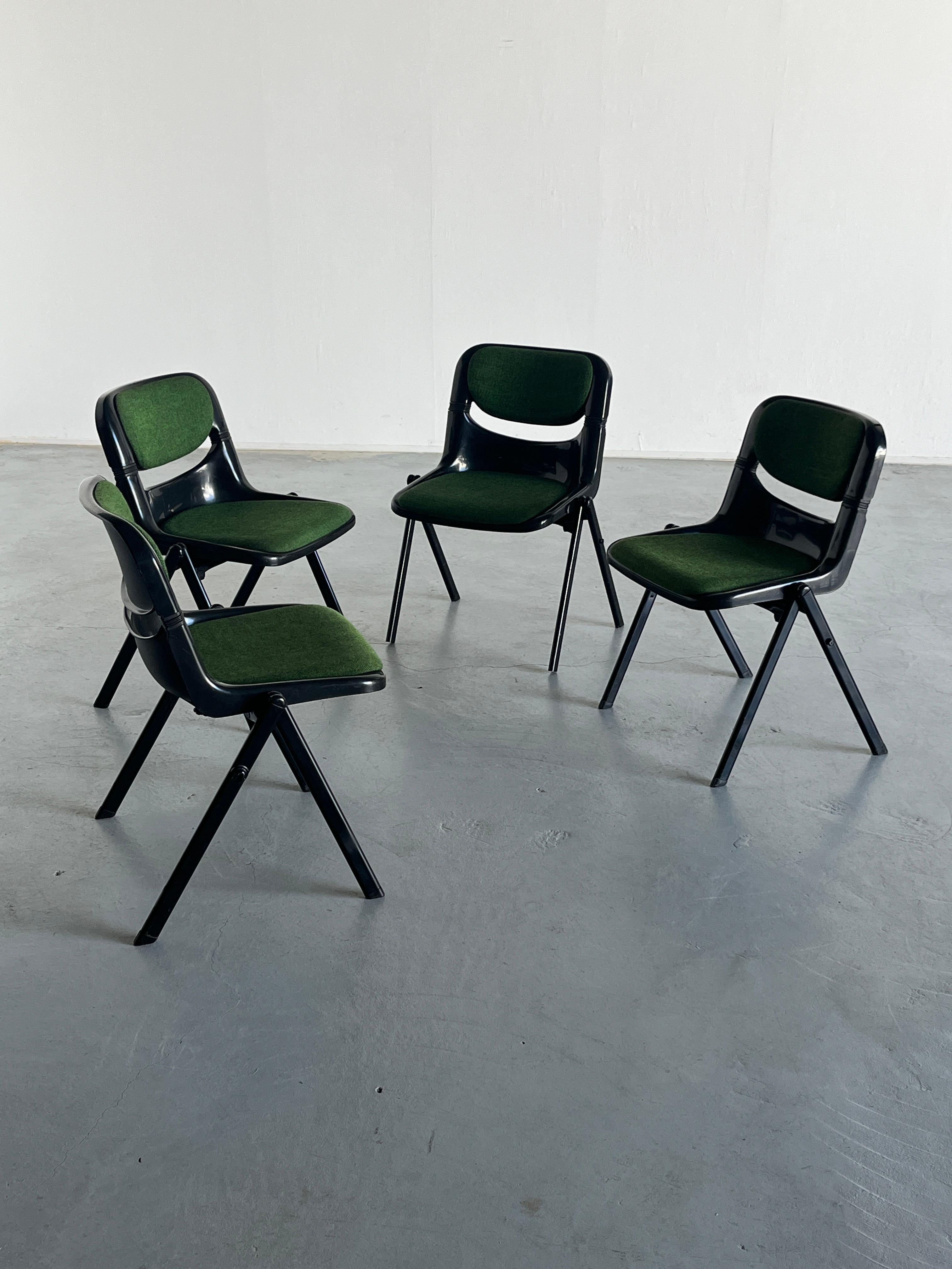 Conjunto de 4 sillas de escritorio Space Age de Giancarlo Piretti y Emilio Ambasz para Dorsal finales del siglo XX en venta