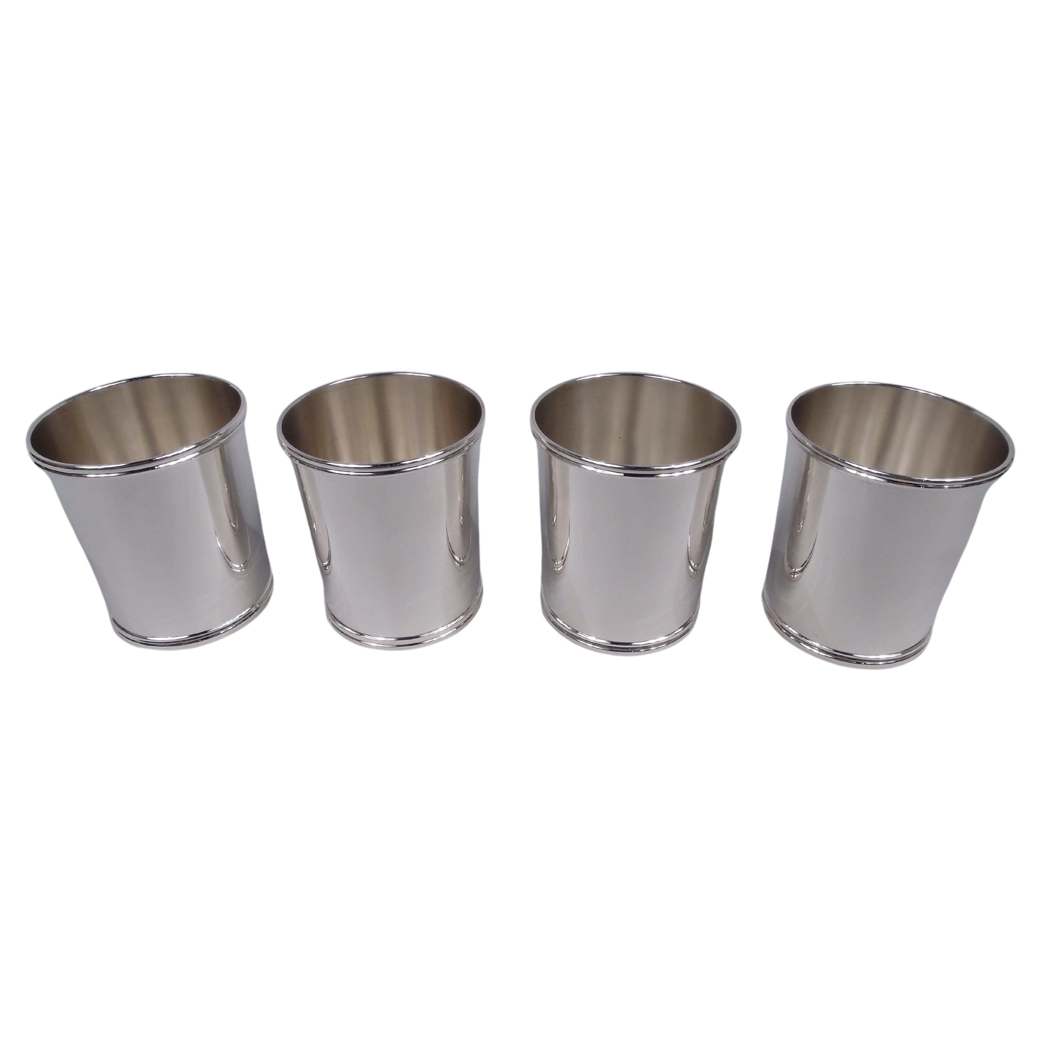 Set of 4 Spaulding Federal-Style Sterling Silver Mint Julep Cups For Sale