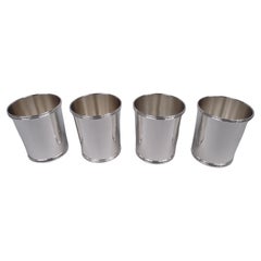 Set von 4 wellenförmigen Julep-Tasse aus Sterlingsilber im Federal-Stil in Mint