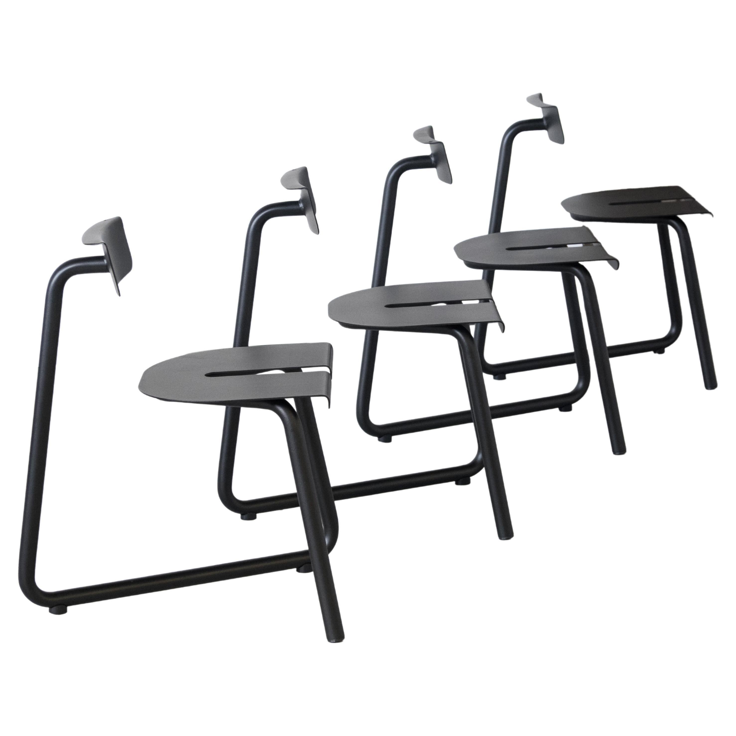 Ensemble de 4 chaises SPC noires de l'Atelier Thomas Serruys