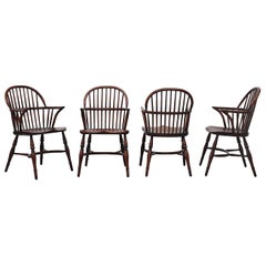 Set of 4 Spindle Back Windsor Armchairs