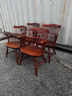 Set of 4 Spindle Comb Back Nichols and Stone Windsor Armchairs